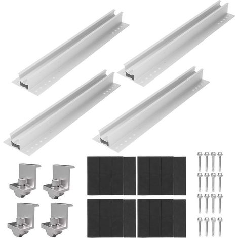 – Supports de montage de panneaux solaires – Alliage d'aluminium – Longueur 400 mm – Fixation solide pour toits en tuiles et bardeaux (1/4)