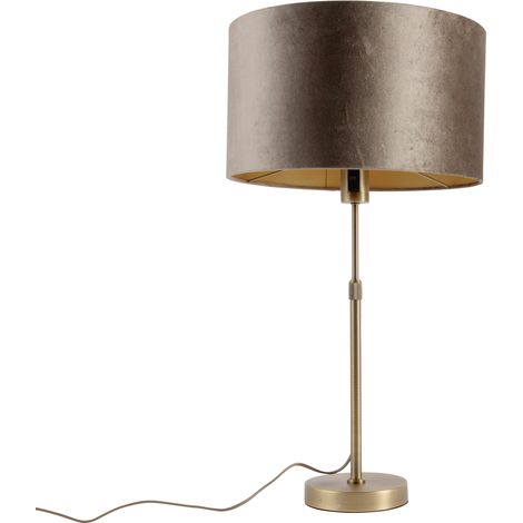 QAZQA Table Lamp Bronze with Velvet Shade Brown 35cm - Parte