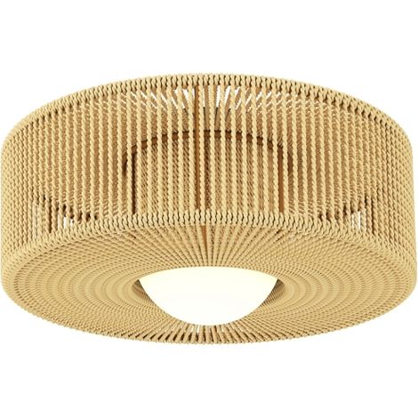 Bardusch - Plafonnier de style bohème, suspendu avec douille LED G9, abat-jour rond en corde de chanvre (1/5)