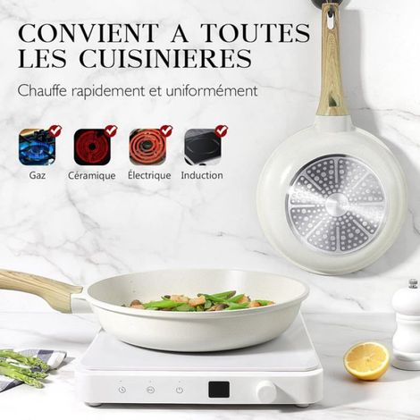 Poêle À Frire - 24 Cm - Revêtement Antiadhésif En Granit - Compatible Induction Et Toutes Plaques - Sans Pfos Ni Pfoa - 1 Pièce (1/5)