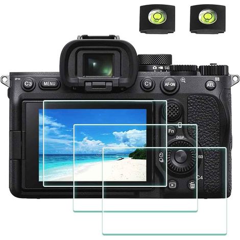 Protecteurs D'écran pour Sony A7 IV Alpha 7 IV A7IV 7IV Verre trempé et Hot Shoe Cover 0,3 mm Dureté 9H - Lot de 3 + 2