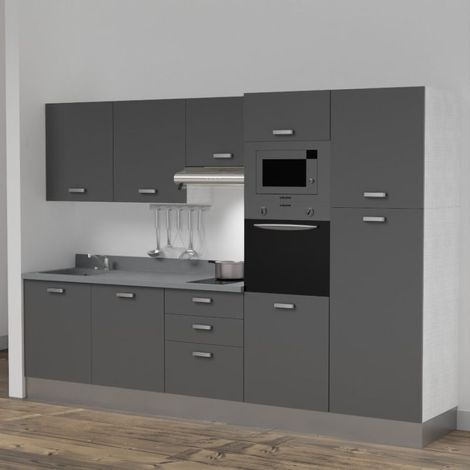 Kochnischen K46L - 300 cm - Grau - Cromo - Spüle links (1/5)