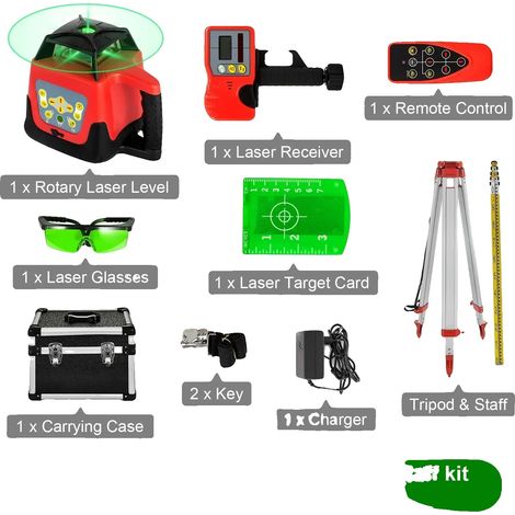 Livella laser autolivellante, scansione a 360 gradi, misurazione ad alta precisione, kit con raggio verde in 2 pezzi (1/2)