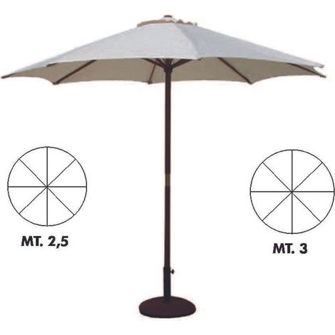 OMBRELLONE IN LEGNO TONDO GOLD  ø cm.250 palo ø mm.48 a 8 stecche    VETTE