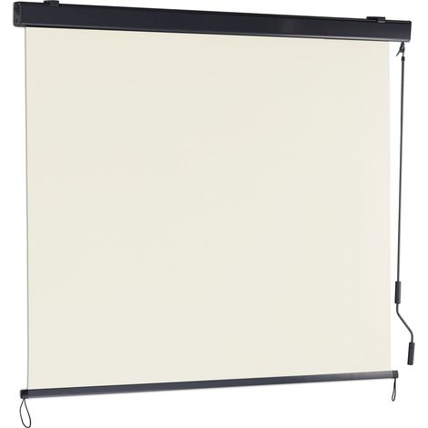 Marquise perpendiculaire store extérieur balcon protection soleil 250 x 160 cm en polyester beige (1/5)