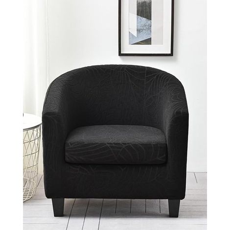 Sofabezüge Einzelner 2-teiliger Sesselbezug schwarzer dehnbarer Jacquard-Sesselbezug leicht abnehmbar und rutschfest ideal für Bar und Wohnzimmer