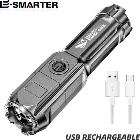 Lampe torche LED puissante - Zoom télescopique, faisceau puissant - Portable - Projecteur longue portée - Camping (1/5)