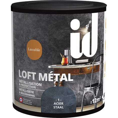 Finition métallisée effet béton 600ml – Peinture pour murs – Lavable – Application facile avec spatule – 6 coloris disponibles – Id Paris (1/4)