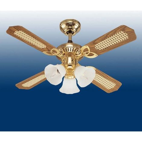 [GEBRAUCHT] B-Ware Westinghouse Deckenventilator Princess Trio Holz Ø105cm leise messing mahagoni (1/2)