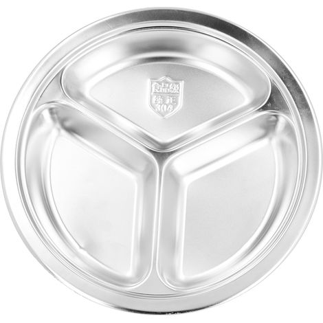 Assiette plate en acier inoxydable réutilisable pour enfants, assiette à riz, assiette à goûter pour la maison, la cuisine, le restaurant ou l'hôtel. (1/5)