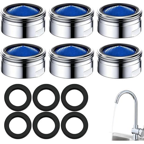 Lot de 6 Mousseurs de Robinet M22 avec Joints, Aérateurs Économiseurs d'eau en Cuivre, Embouts Anti-Éclaboussures pour Cuisine, Salle de Bain et Lavabo (1/5)