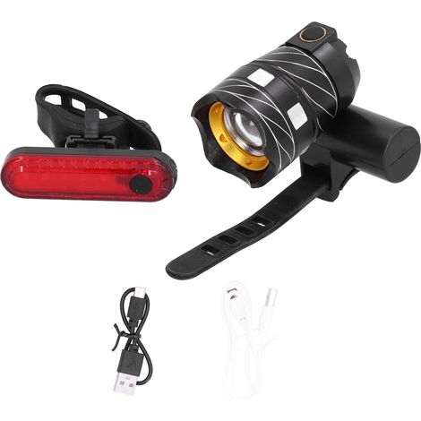 Kit de feux avant et arrière pour vélo, phare et feu arrière USB rechargeable pour cyclisme (1/5)