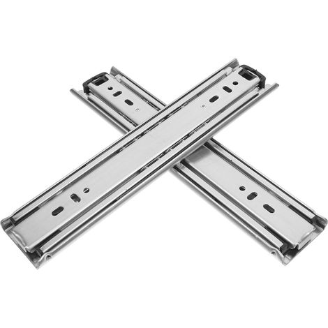 Lot de 2 Glissières de Tiroir Robustes en Acier Inoxydable 25,4 Cm Amortisseur, Coulisses à Fermeture Douce, Rails Coulissants Métalliques Latéraux pour Tiroirs Cuisine (1/5)