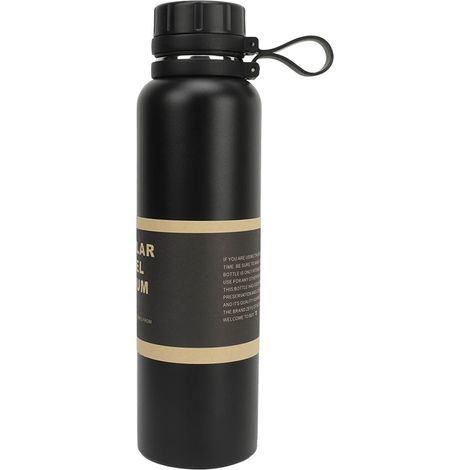 Bouteille isotherme en acier inoxydable noir de grande capacité (1100 ml) avec entonnoir à thé. (1/5)
