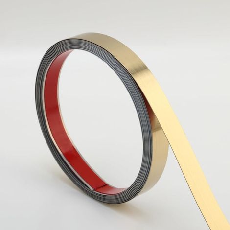30 mm x 6 m, self-adhesive stainless steel metal molding for walls, fireplaces, mirror borders and decoration - Gold