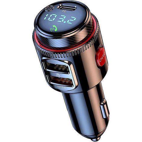 Adaptateur Bluetooth pour voiture, transmetteur FM sans fil, double charge rapide, autoradio MP3, son HiFi avec basses profondes, son allume-cigare. (1/5)