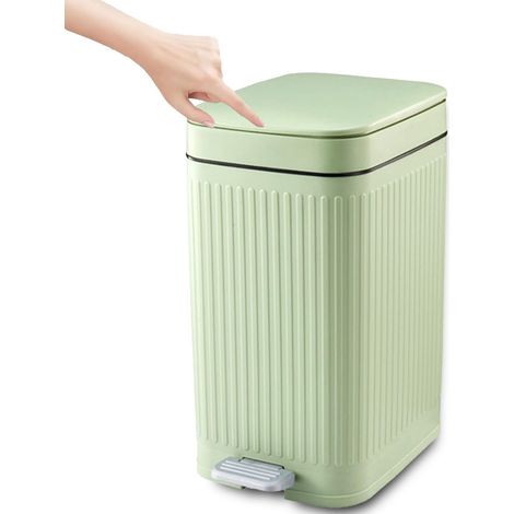 Poubelle à pédale avec couvercle - Anti-odeurs - Poubelle mince pour cuisine, salle de bain, bureau, salon, chambre à coucher, WC (vert, 15 l) (1/5)