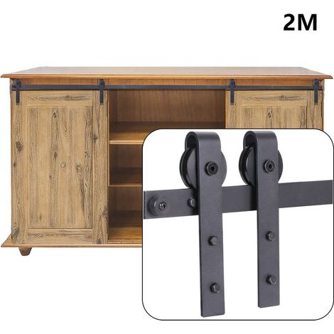 – Kit de rail pour porte coulissante 200cm – Acier au carbone – Capacité 100kg – Système silencieux pour armoire et placard (1/5)