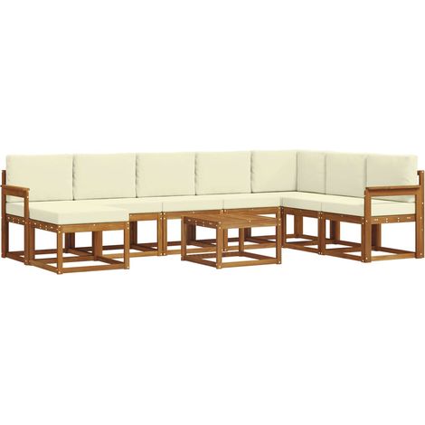 Outdoor Sofa Set with Cushion 9 pcs Natural and Cream vidaXL