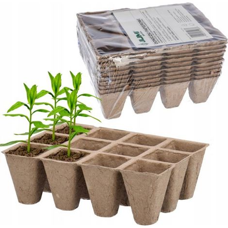 Pots de Tourbe - 4 x 4 cm - Carrés - Pour Semis Tomates Concombres Courgettes Poivrons - 120 Pièces (1/5)