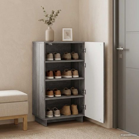 vidaXL Zapatero 48 x 38 x 87,5 cm Madera de ingeniería Sonoma gris (1/5)