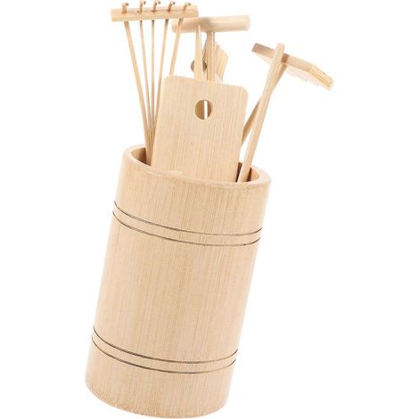 Râteau miniature de jardin Zen, outil de jardin décoratif, 1 ensemble en bois kaki