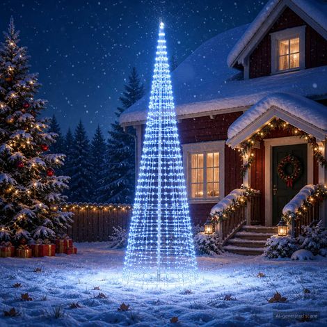 vidaXL Luci per albero di Natale con picchetti e asta per bandiera (1/5)