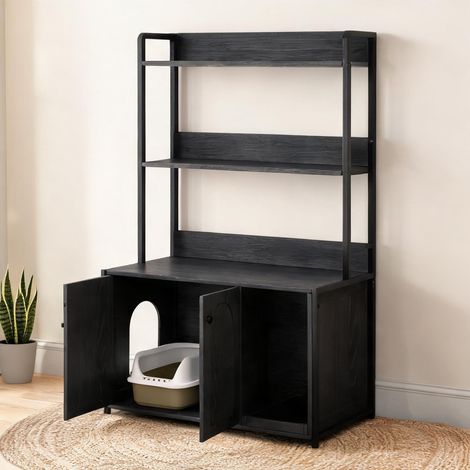 Meuble toilette pour chat en bois avec rangement dissimulé (1/5)