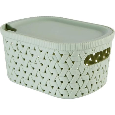 Boîte de Rangement Tressée "Tressy" 2,3L Vert Sauge (1/2)