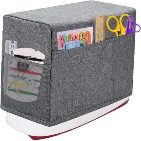 Pochette de Protection pour Machine à Coudre avec Sac de Rangement, Housse Anti - poussière à Coudre Compatible avec la Plupart des Machines Standard Singer Brother (Gris)