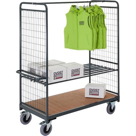 PROVOST - Chariot roll volumineux à 2 côtés grillagés en acier - Idéal pour le transport de charges lourdes et volumineuses (1/3)