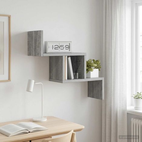 Étagère murale Sonoma gris en bois d’ingénierie, 48 x 15 x 42 cm, 1 compartiment - PANGIVO (1/5)