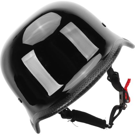 Casque demi-jet unisexe pour moto et sports de plein air, avec bandes réfléchissantes, noir brillant, taille XXL. Convient aux hommes, femmes et enfants. (1/5)