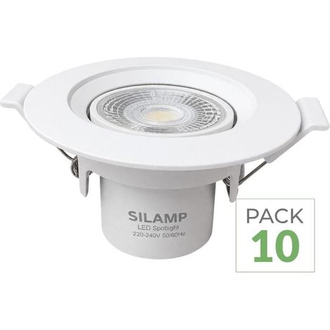 Spot LED Encastrable Orientable Rond Blanc 8W - Pack de 10 / Blanc Chaud  - SILUMEN (1/5)