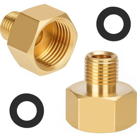 Lot de 2 adaptateurs de gaz GPL 1/2" R x 1/4" gauche en laiton avec joints en caoutchouc pour réchaud à gaz, réchaud de camping, réchaud à tabouret, raccord de tuyau de gaz (1/5)