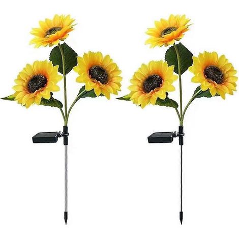 Set mit 2 wasserdichten LED-Solarleuchten in Sonnenblumenform für den Außenbereich, ideal zur Beleuchtung von Rasenflächen, Einfahrten, Gärten und Terrassen. (1/5)