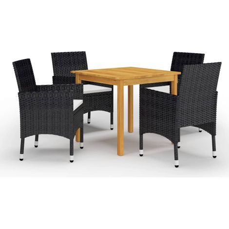 Ensemble Table et Chaise de Jardin 5 pcs - Ensemble de salle à manger de jardin Noir BV260743 - BonneVie (1/5)