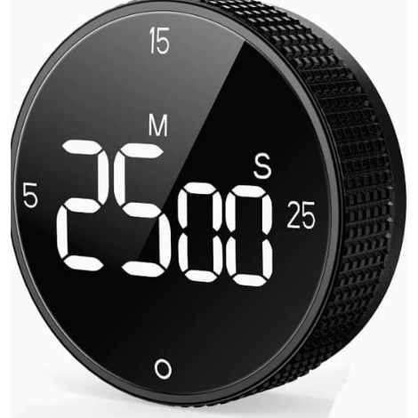 Magnetischer digitaler Küchentimer mit großem LED-Display, batteriebetriebenem Countdown-Timer, 3 Lautstärkestufen und voreingestellten Modi, 8 x 8 cm Durchmesser, geeignet zum Kochen, für Klassenzimm
