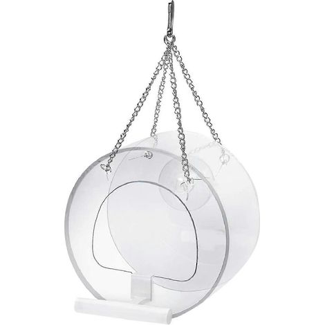 Mangeoire ronde exquise pour oiseaux, à suspendre dans une cour et avec ventouse (1 pièce transparente) (1/5)