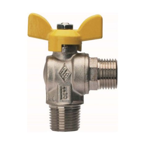 VALVOLA A SFERA PER GAS A SQUADRA, FIL. MASCHIO CON ATT. MASCHIO 1/2" x 1/2" RB
