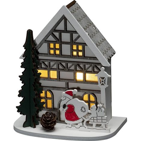Guirlande Lumineuse de Noël LED en Bois à Piles ou USB, Blanc (1/4)