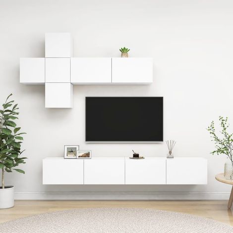 7-tlg. TV-Schrank-Set Weiß Holzwerkstoff