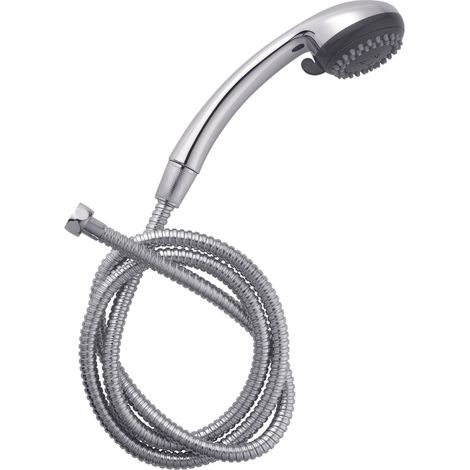 Pommeau de douche duo Cicia 2 jets anti-calcaire avec flexible inox 1m50, Wirquin 60724872, Chromé (1/3)