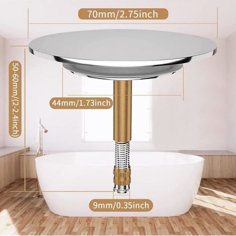 Bouchon Baignoire 70mm, Bouchons pour Baignoire Bouchon Evier Bonde Baignoire, Bouchon de Vidange de Baignoire (1/4)