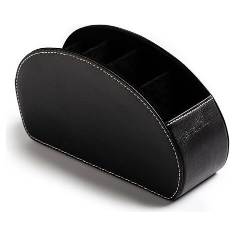 Ahlsen Fernbedienungshalter aus PU-Leder, multifunktionaler Organizer mit 5 Fächern, Aufbewahrungsbox für TV-Fernbedienungen, Stifte, Schminkpinsel (1/5)