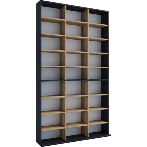 Ebuy24 – Bibliothèque Megosa XL 181x102x23 cm – 21 étagères réglables – Espace pour 1080 CD ou 504 DVD – Support en bois dur (1/4)