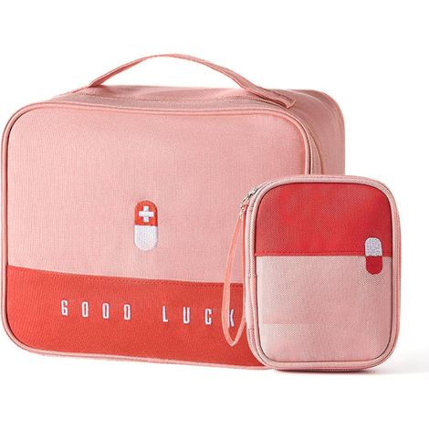 (rose 2pcs) Sac De Rangement Pour Bote Mdicale En Tissu, Bote Couches Familiale Portable, Organisateur Multifonctionnel, 25x20x13.5cm (1/5)