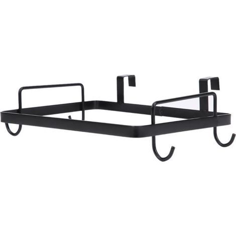 Hanging Iron Trash Bag Holder for Kitchen, Household Storage Accessory (Black)