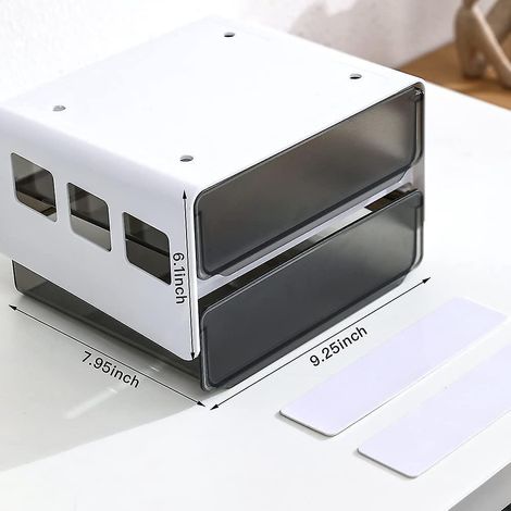 Verdeckter, selbstklebender Schubladenorganizer mit Auszug zur Verwendung unter dem Schreibtisch, mit integriertem Aufbewahrungssystem.