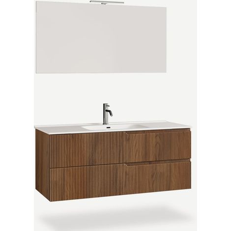 Badezimmer-Hängeleuchte mit Spiegel und Waschbecken 120cm Venere - Dunkelbraun (1/5)